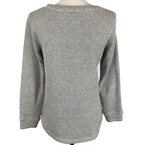 Kenar Scoopneck Sweater Cream Black Marled Hi Low with Pockets Medium - Picture 3 of 14